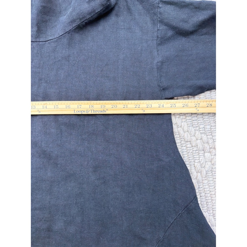 Bryn Walker Tunic Women Large Black Linen Cowl Neck Asymmetric Lagenlook Top - Picture 9 of 10